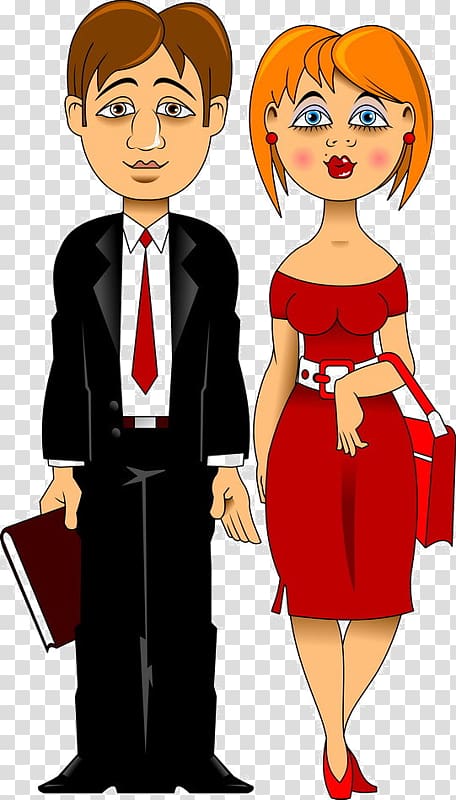 Cartoon Comics, husband wife transparent background PNG clipart