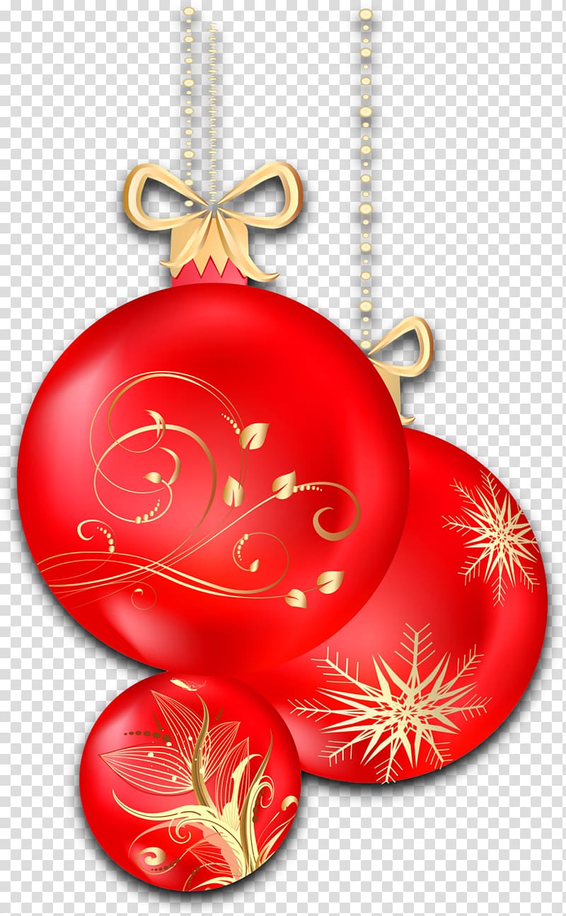 red Christmas baubles, Christmas Eve Nativity of Jesus Gift Holiday, Christmas Red Ornaments transparent background PNG clipart