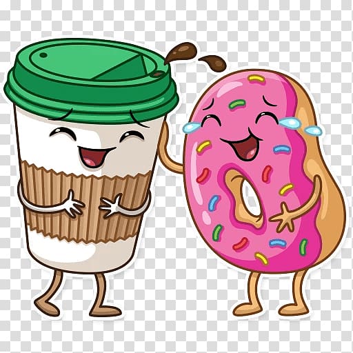Donuts Coffee and doughnuts Sticker Cafe, Coffee transparent background PNG clipart