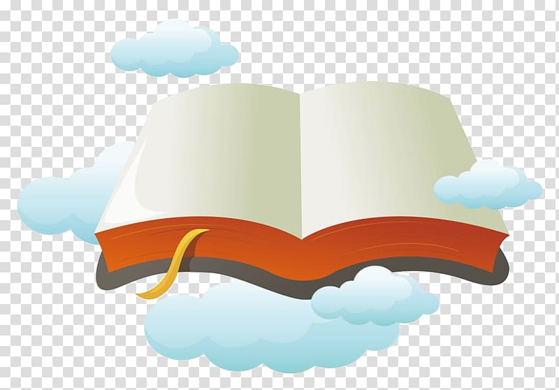 Bible Child Gospel Illustration, Clouds on the book transparent background PNG clipart