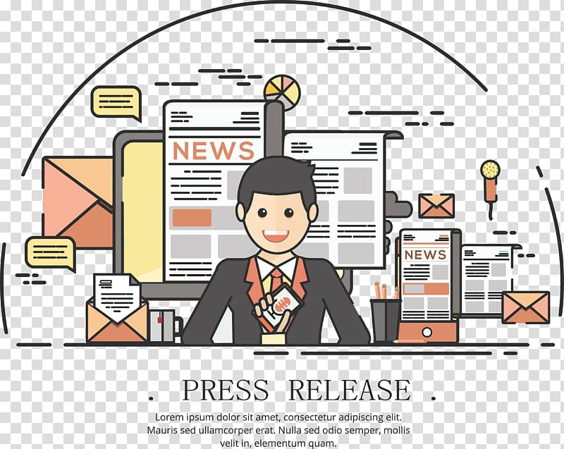 press release illustration, Cartoon Illustration, News anchor transparent background PNG clipart