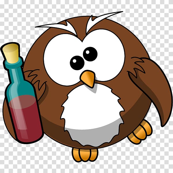 Owl Cartoon Alcohol intoxication , Drunk Owl transparent background PNG clipart