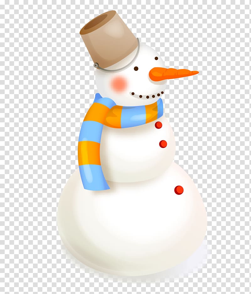 Ded Moroz Snowman Christmas , Cartoon hand painted with bucket scarf snowman transparent background PNG clipart