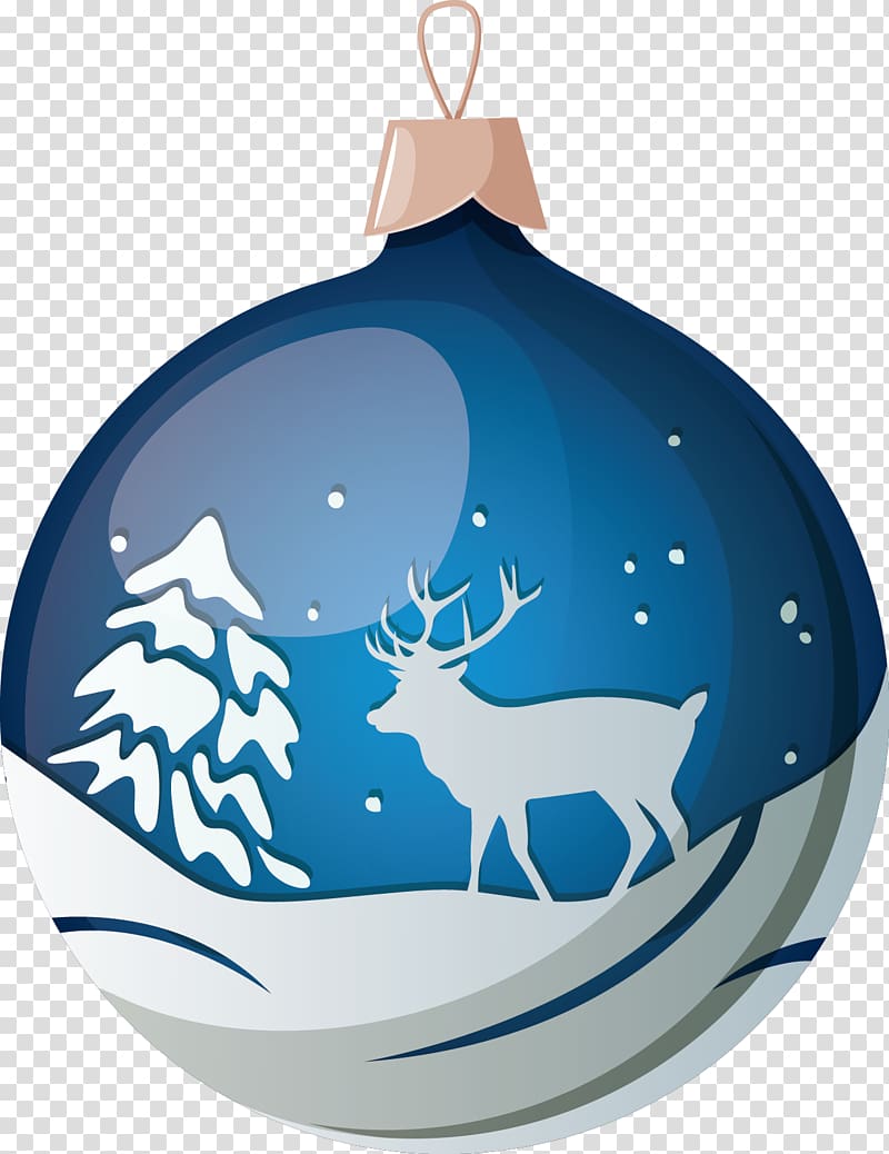 Reindeer Christmas ornament, Hand-painted blue Christmas Reindeer Christmas ball transparent background PNG clipart