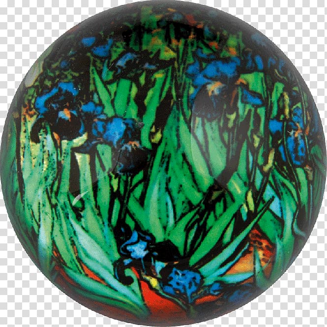 Irises Glass Paperweight Musaeum Turquoise, Van Gogh transparent background PNG clipart