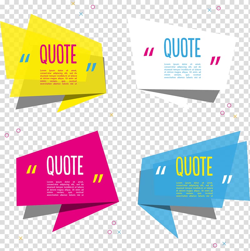 four assorted-color quotes cards, Paper Euclidean , hand-painted origami label transparent background PNG clipart