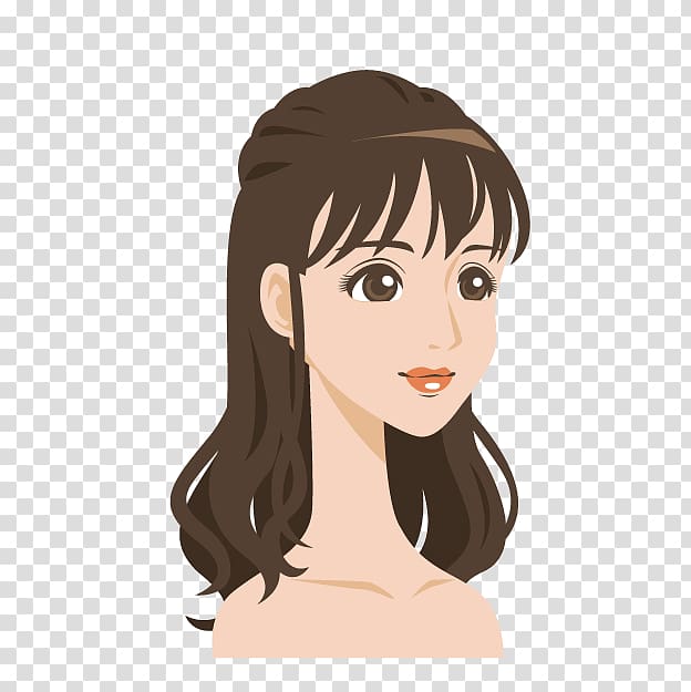 brown haired girl , Cartoon Hairstyle Illustration, Cartoon hair models transparent background PNG clipart