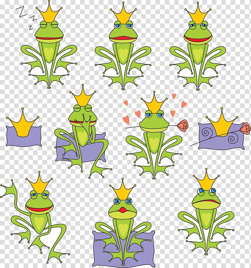 The Frog Prince Illustration, Cartoon frog material transparent background PNG clipart