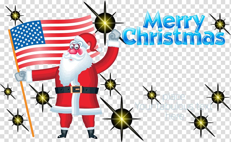 Flag of the United States , Santa Claus holding American flag transparent background PNG clipart