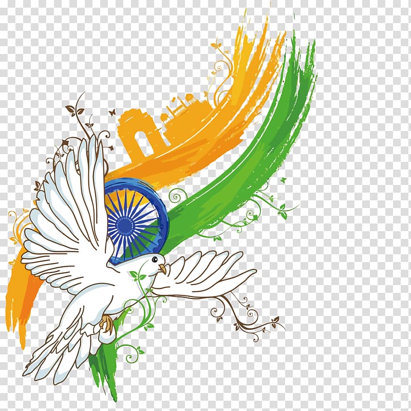 Indian Independence Day Poster Illustration, dove India Independence Day, flying dove illustration transparent background PNG clipart