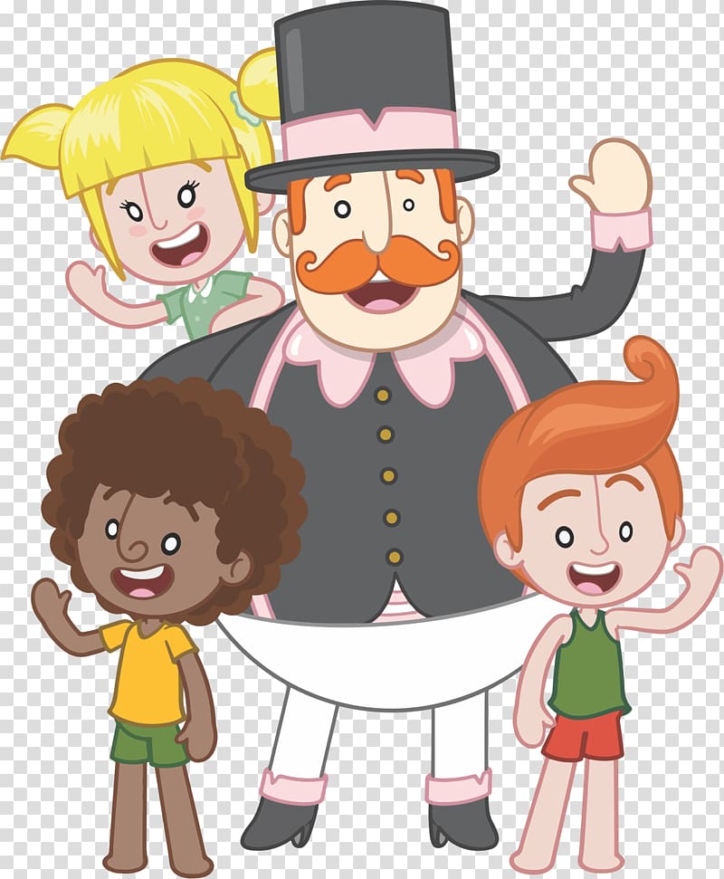man and three children , Mundo Bita Bita e os Animais Fazendinha Vou Desenhar, brasileira transparent background PNG clipart