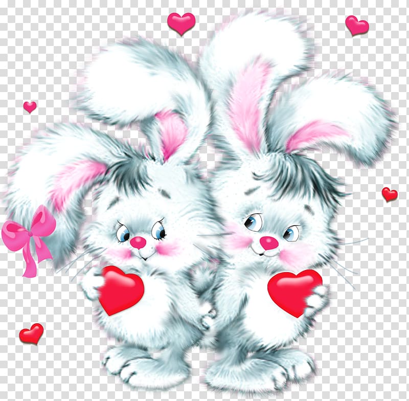 Animation Love Drawing, bunnies transparent background PNG clipart