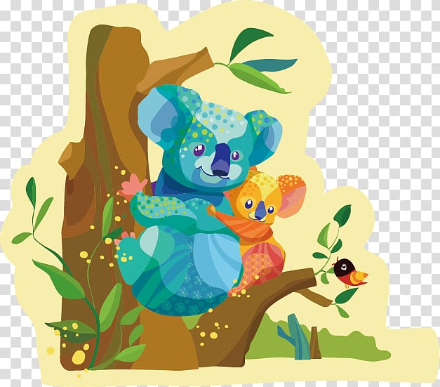 Koala Drawing Illustration, Carrying a child Koala transparent background PNG clipart