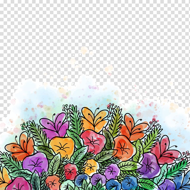 Floral design Poster Flower, Hand-painted decorative floral background transparent background PNG clipart