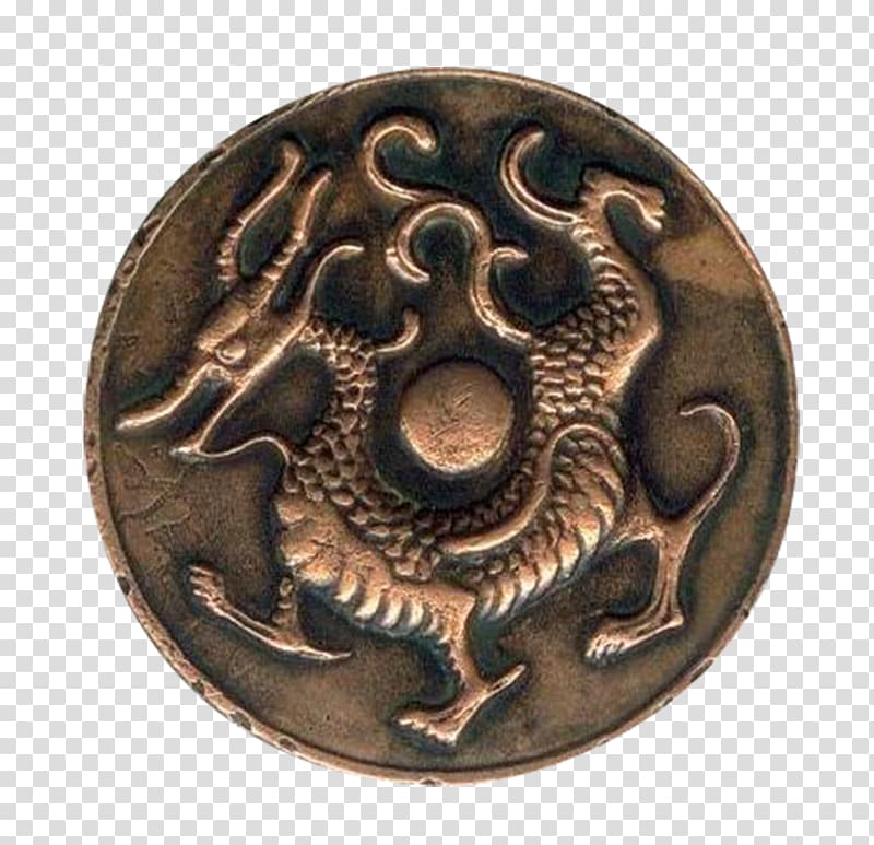 Azure Dragon White Tiger, Qinglong ancient coins transparent background PNG clipart