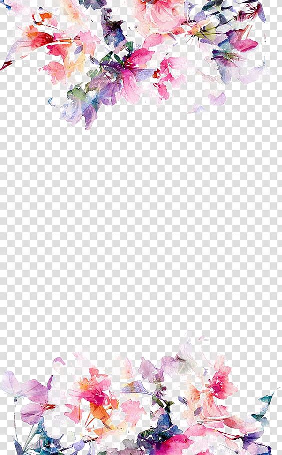 iPhone 5s Flower Paper , Watercolor flowers border, pink flowers on white background transparent background PNG clipart