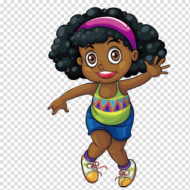Black Drawing Girl , Cute black girl transparent background PNG clipart