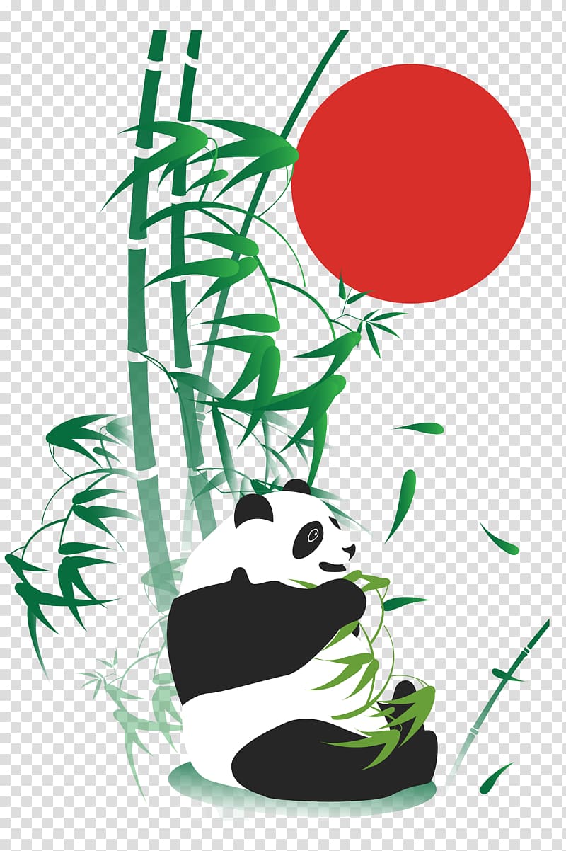 Giant panda Bamboo Drawing Adobe Illustrator, Natural decoration of bamboo transparent background PNG clipart