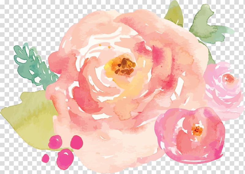 Pink And Green Roses Illustration Watercolour Flowers Logo