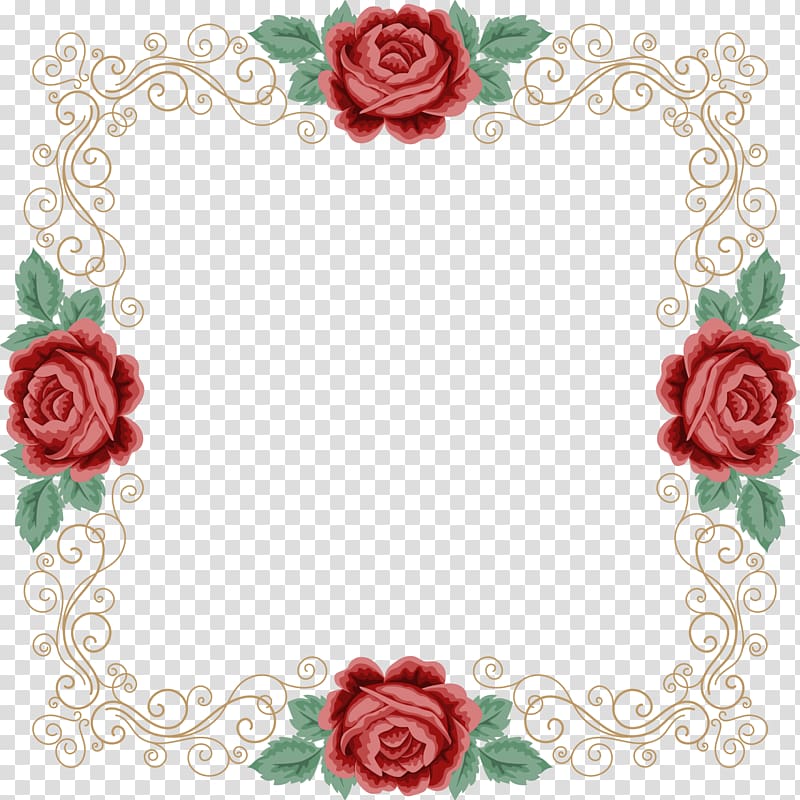 red rose frame, Wedding invitation Flower Illustration, Rose cane frame transparent background PNG clipart
