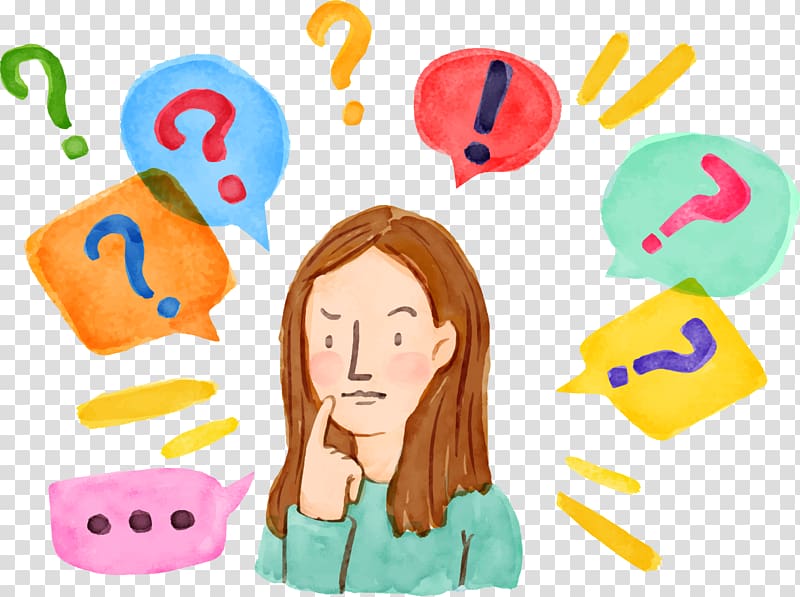 painting of woman, Question Study skills Learning Information Business, Watercolor character thinking process transparent background PNG clipart