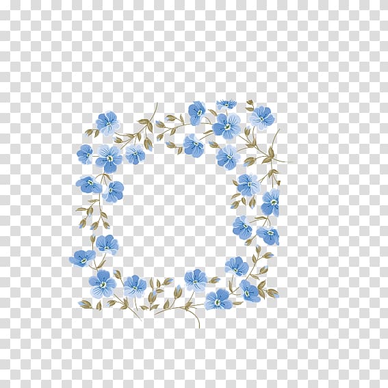 Blue Flower Wreath, Blue garland transparent background PNG clipart