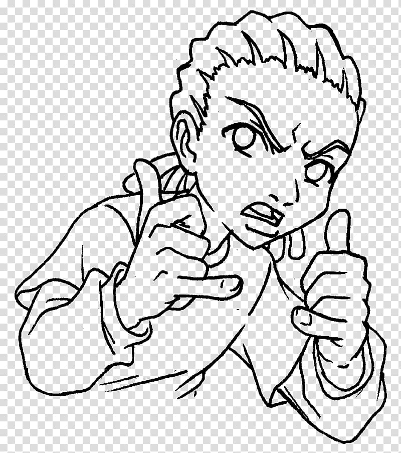 Riley Freeman Huey Freeman Drawing The Boondocks Fan art, Coloring characters black and white transparent background PNG clipart