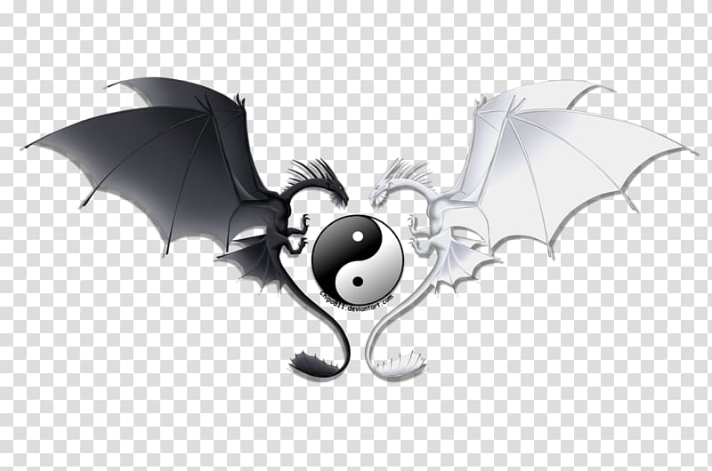Yin and yang Chinese dragon Emoji, yin yang transparent background PNG clipart
