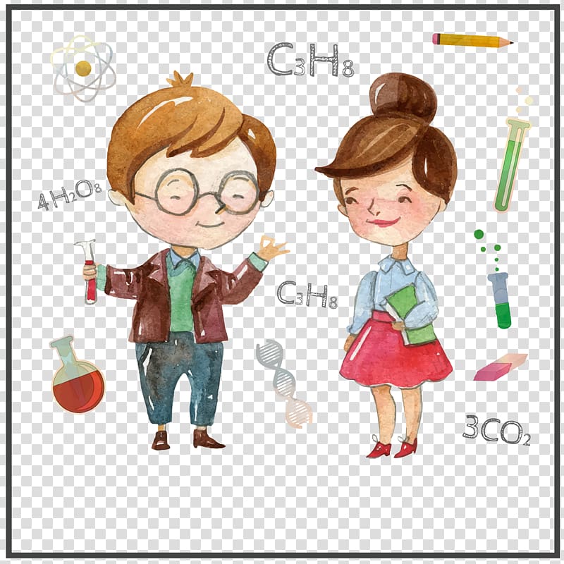 man and woman with science essentials illustration, Student Tatiana Day, people experiment transparent background PNG clipart