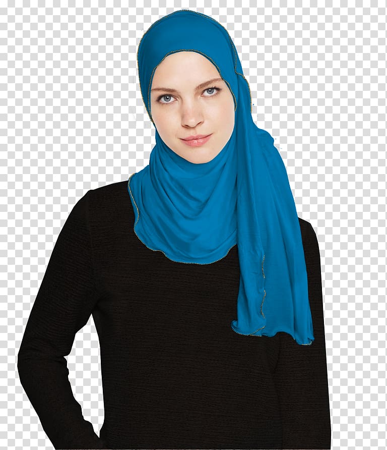 T-shirt Hijab Scarf Shawl Blue, T-shirt transparent background PNG clipart