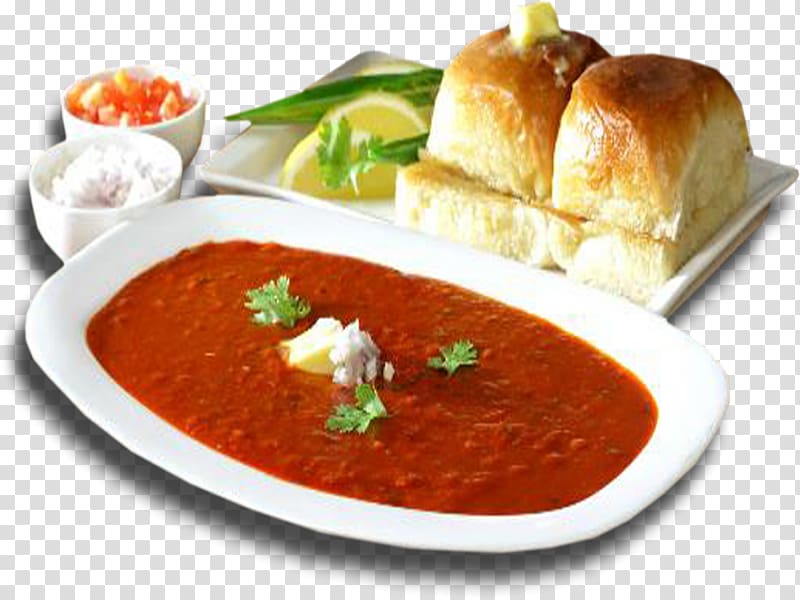 red soup and breads, Pav bhaji Indian cuisine Vada pav Gosht Street food, special snacks transparent background PNG clipart