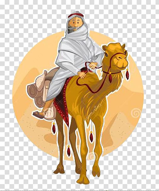 person ride on camel illustration, Camel Arabian Peninsula Hegira Bedouin , Allah goes through the desert transparent background PNG clipart