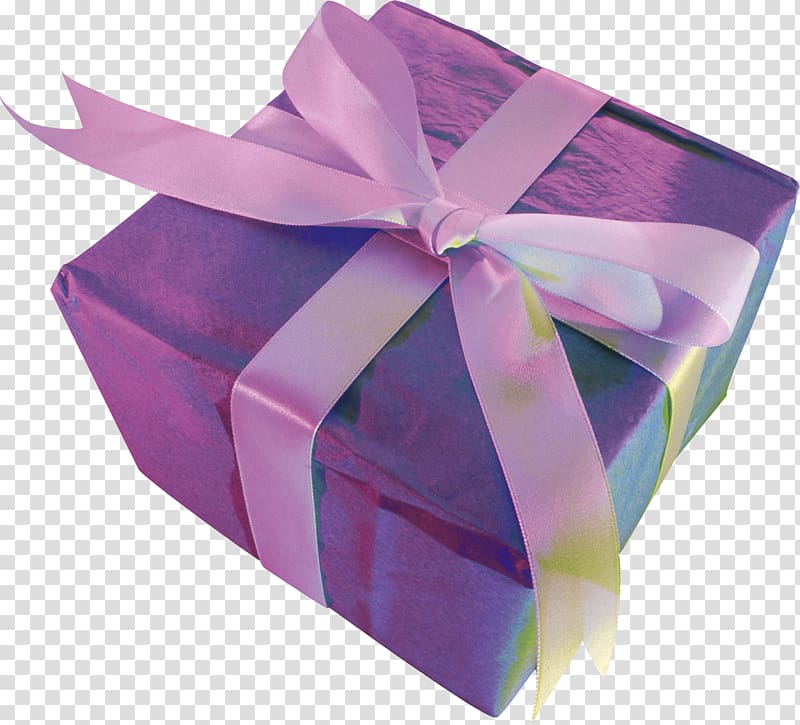 Gift Box Violet Lilac, present transparent background PNG clipart