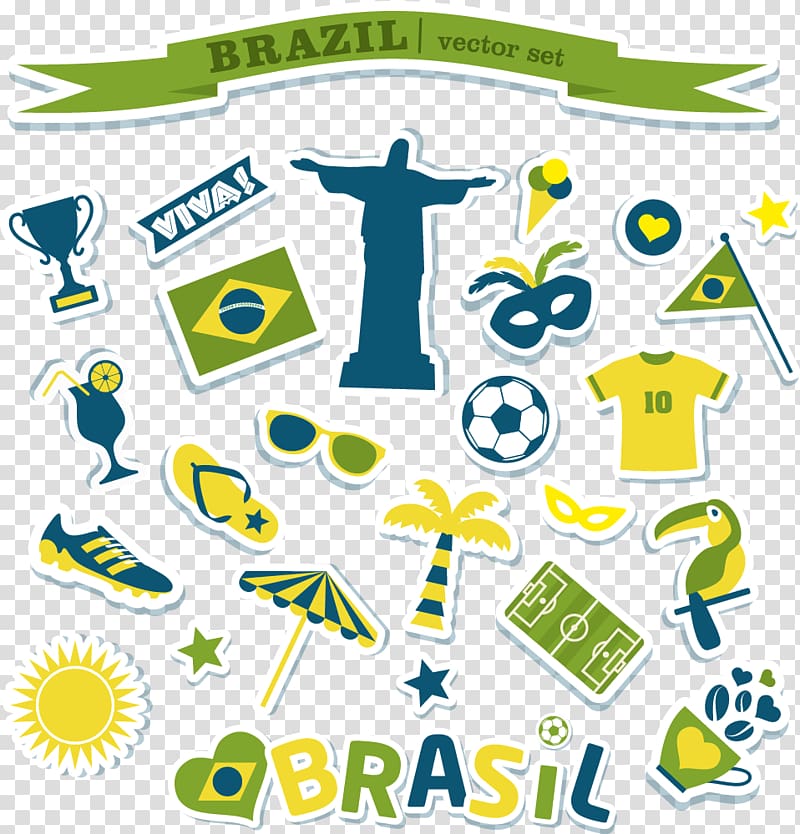 Brazil set , Brazil Icon, Brazil Rio Olympics decorative elements transparent background PNG clipart