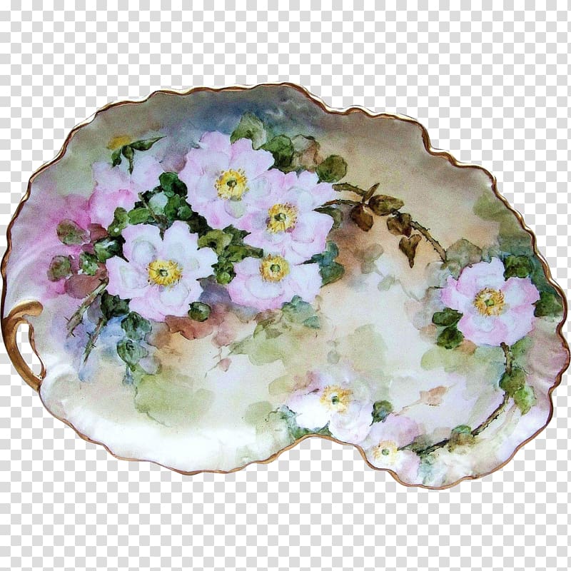 Plate Porcelain Flowerpot, hand painted hydrangea transparent background PNG clipart