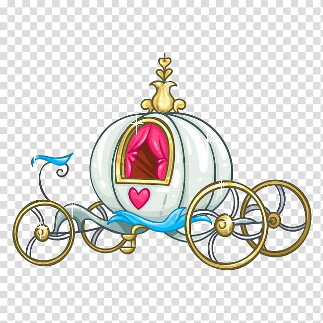 white and brown carriage illustration, Cinderella , Cartoon gilded pumpkin carriage transparent background PNG clipart