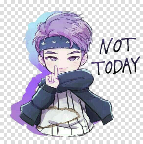 male in black jacket sketch with not today text, BTS Blood Sweat & Tears Chibi Drawing Fan art, Chibi transparent background PNG clipart