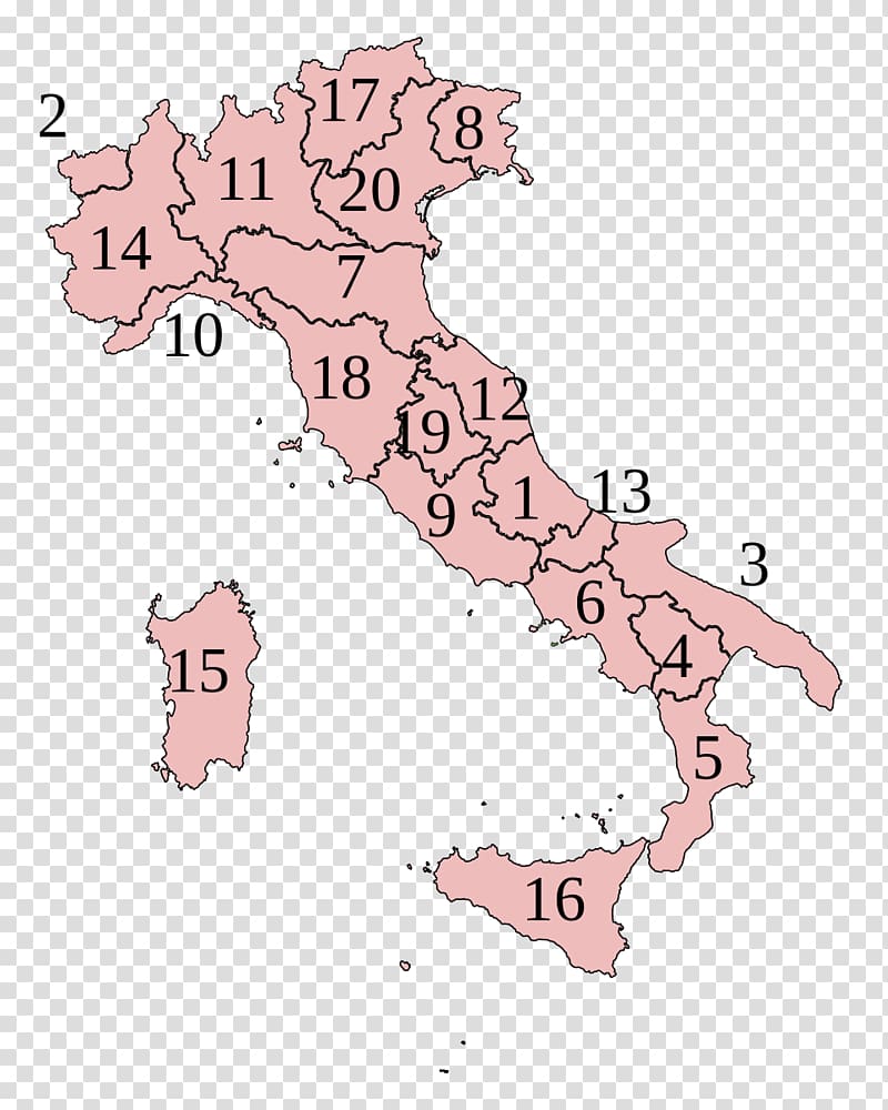 Regions of Italy Map graphics , map transparent background PNG clipart