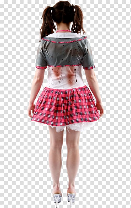 Miniskirt Shoulder Tartan Sleeve Costume, schoolgirl transparent background PNG clipart