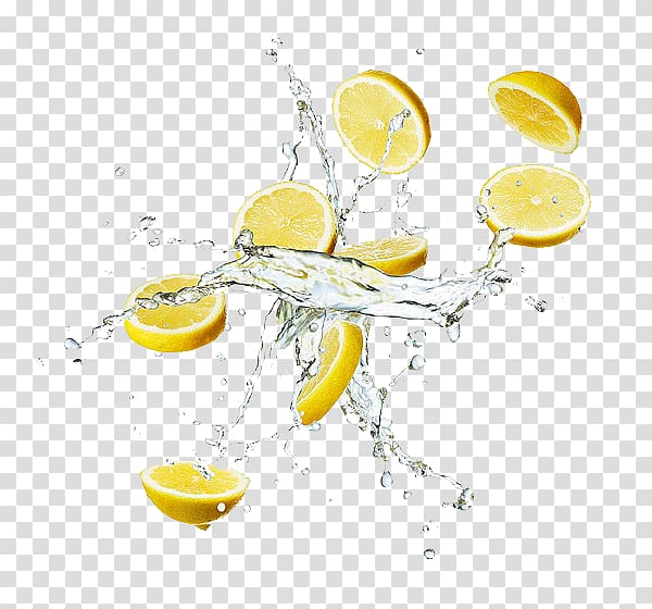 sliced lemons, Juice Lemonade, Flying creative personality of lemon transparent background PNG clipart