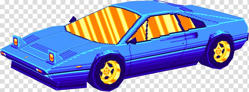 Car 1980s Video game Low poly Rendering, car transparent background PNG clipart
