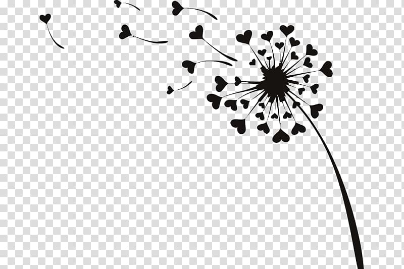 Wall decal Common Dandelion Sticker Heart, paper-cut couplet transparent background PNG clipart