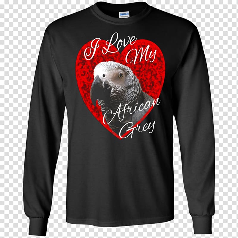 Long-sleeved T-shirt Hoodie Clothing Long-sleeved T-shirt, african grey parrot transparent background PNG clipart