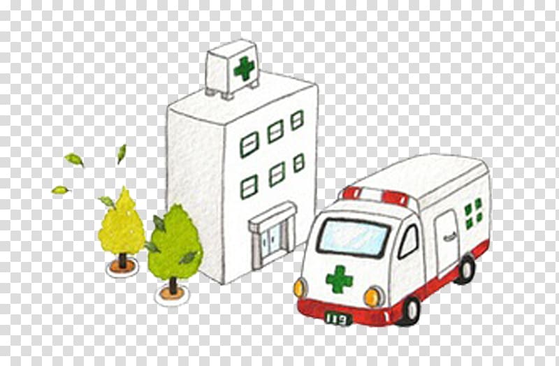 Hospital First aid, Cartoon hospital ambulance transparent background PNG clipart