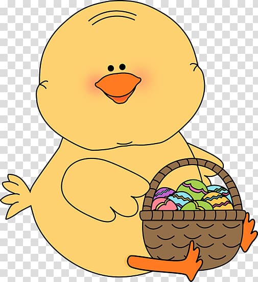 Easter Bunny Easter basket , duckling border cartoon transparent background PNG clipart