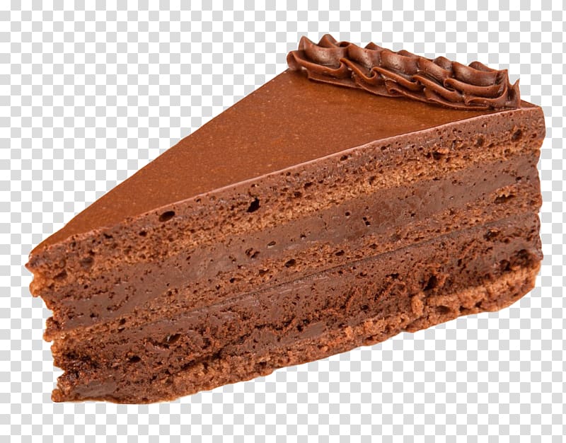 sliced of chocolate moist cake, Flourless chocolate cake Cream Torte Mousse, Cake Piece transparent background PNG clipart