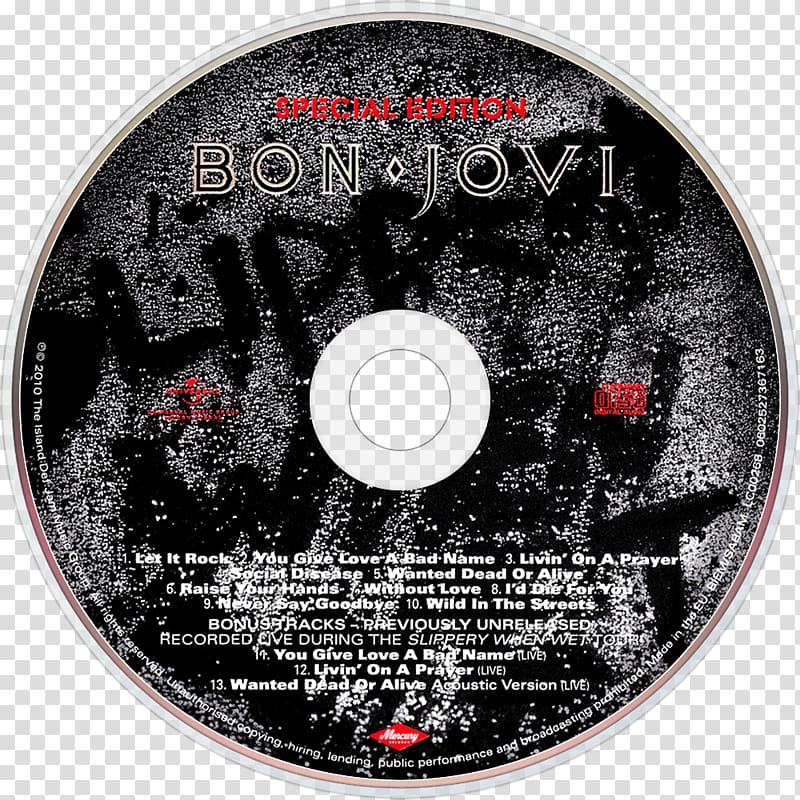 Compact disc 100,000,000 Bon Jovi Fans Can't Be Wrong Slippery When Wet Music, bon jovi transparent background PNG clipart