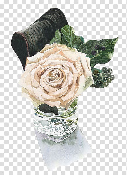 Watercolor painting Art Drawing Painter, Hand-painted White Rose transparent background PNG clipart