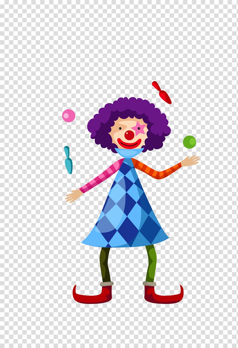 Clown Juggling Cartoon, color cartoon juggling clown transparent background PNG clipart