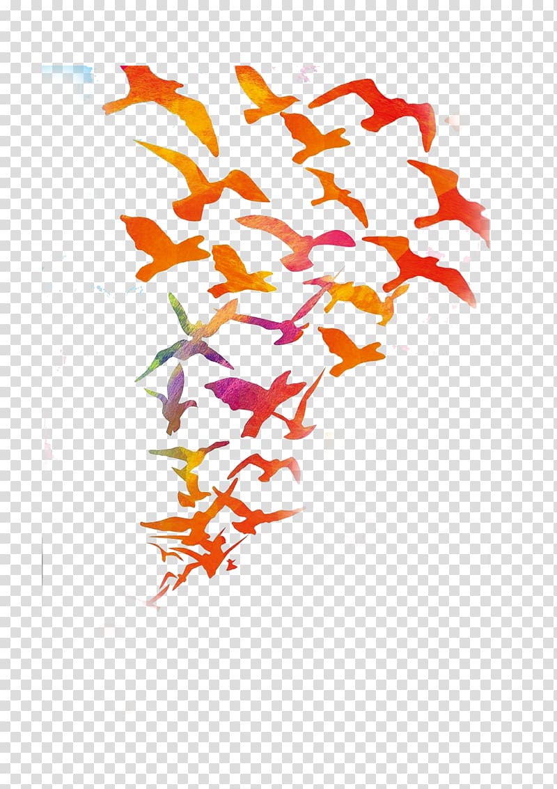 Bird Color Feather, Group of geese fly south transparent background PNG clipart